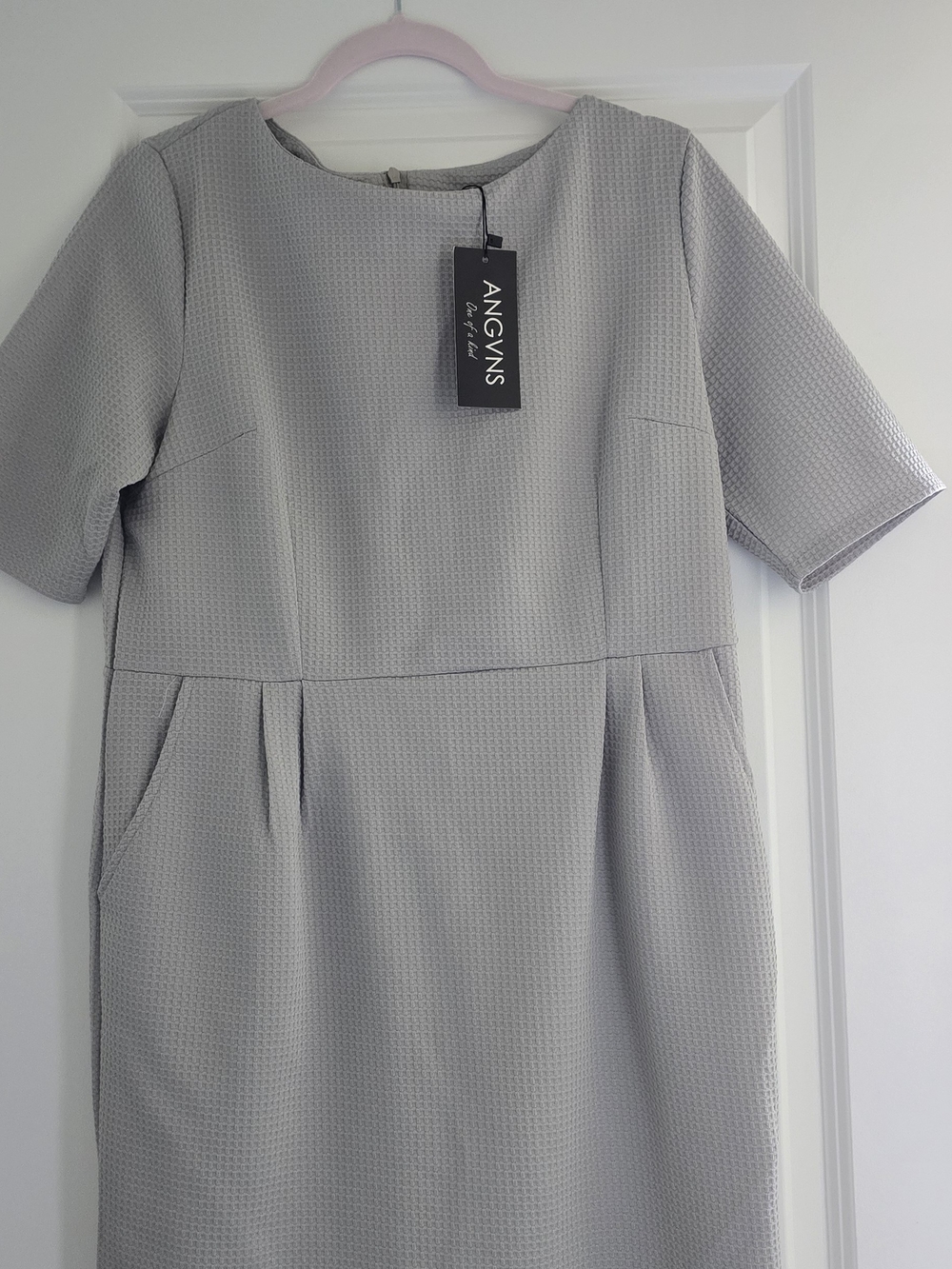 Angvns Light Gray Textured Midi Dress